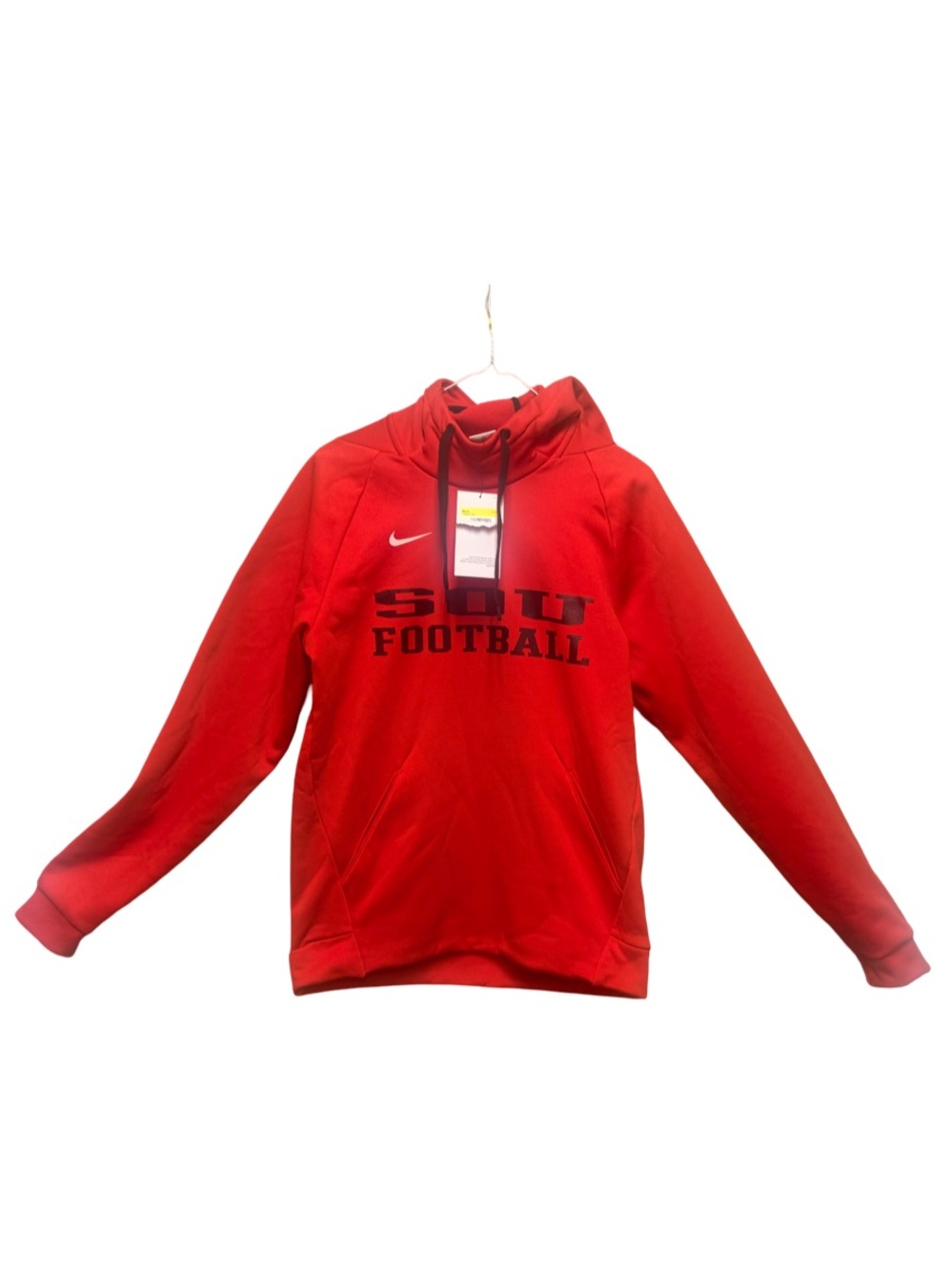 Nike Red Football Pullover Hoodie with Black Drawstrings